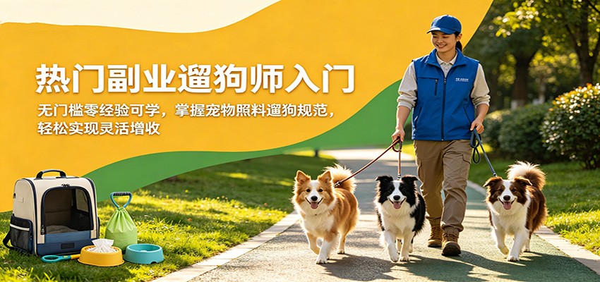 热门副业遛狗师入门，无门槛零经验可学，掌握宠物照料遛狗规范，轻松实现灵活增收|协议软件打粉软件