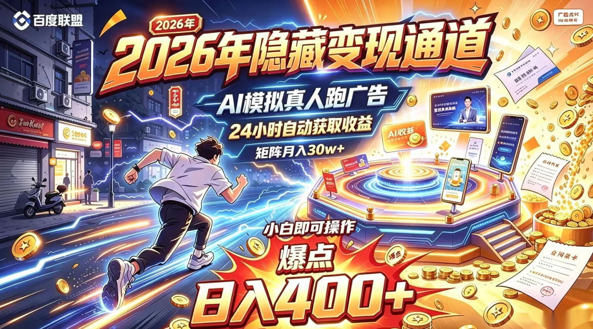 2026年别死磕自媒体，隐藏变现通道，AI模拟真人自动跑广告，小白即可操作，日入400+，矩阵月入可达到30w+【揭秘】|一人科技OPC聚合软件