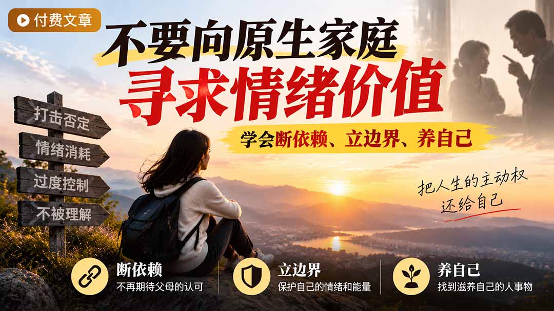 付费文章：不要向原生家庭寻求情绪价值，学会断依赖、立边界、养自己|一人科技OPC聚合软件