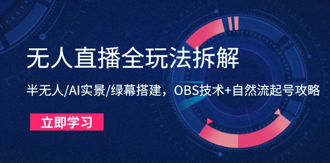 无人直播全玩法拆解：半无人/AI实景/绿幕搭建，OBS技术+自然流起号攻略|HOOK协议网