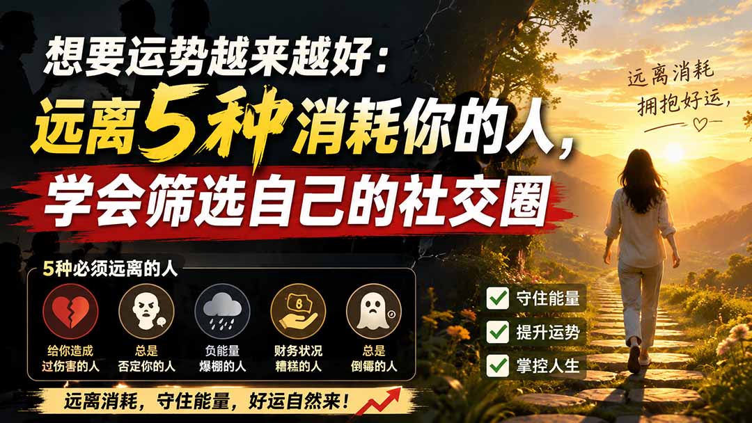 付费文章：想要运势越来越好：远离5种消耗你的人，学会筛选自己的社交圈|一人科技OPC聚合软件
