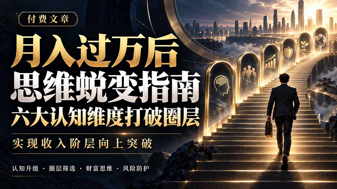 付费文章：月入过万后思维蜕变指南，六大认知维度打破圈层，实现收入阶层向上突破|一人科技OPC聚合软件