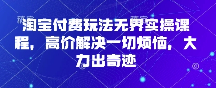 淘宝付费玩法无界实操课程，高价解决一切烦恼，大力出奇迹|HOOK协议网