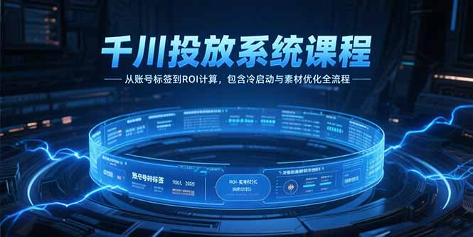 千川投放系统课程，从账号标签到ROI计算，包含冷启动与素材优化全流程|HOOK协议网