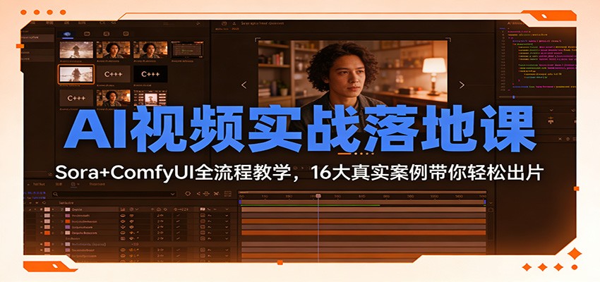 AI视频实战落地课：Sora+ComfyUI全流程教学，16大真实案例带你轻松出片|HOOK协议网