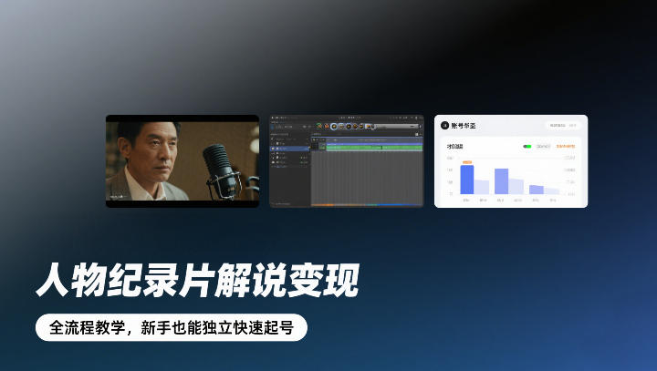 人物纪录片解说变现，全流程教学，新手也能独立快速起号|协议软件打粉软件