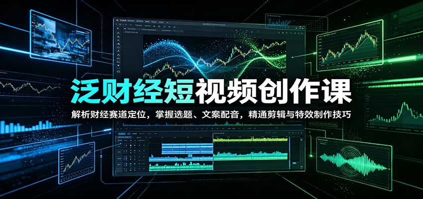 泛财经短视频创作课：解析财经赛道定位，掌握选题、文案配音，精通剪辑与特效制作技巧|一人科技OPC聚合软件