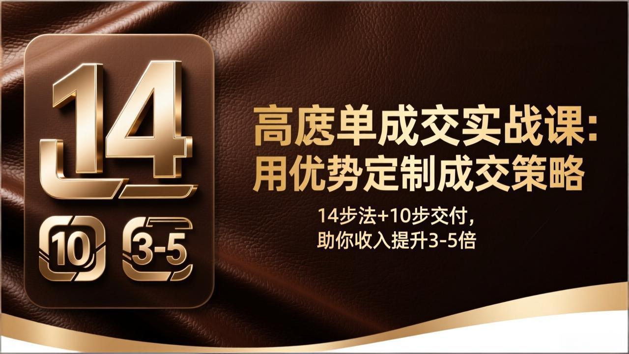 高客单成交实战课：用优势定制成交策略，14步法+10步交付，助你收入提升3-5倍|协议软件打粉软件