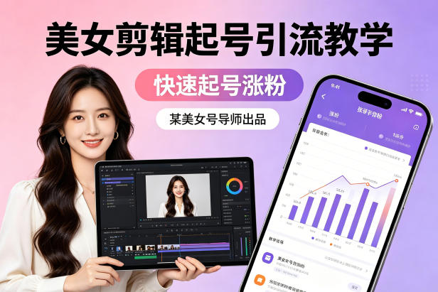 某美女号导师出品：美女剪辑起号引流教学，快速起号涨粉|协议软件打粉软件