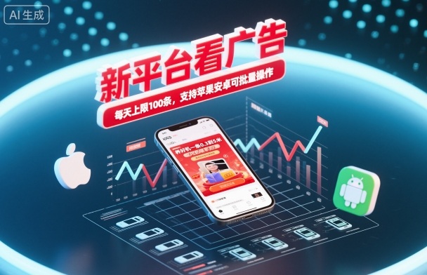 新平台看广告，养好机一条0.3到5米，每天上限100条，支持苹果安卓可批量操作|HOOK协议网