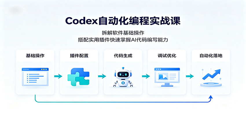 Codex自动化编程实战课：拆解软件基础操作，搭配实用插件快速掌握AI代码编写能力|一人科技OPC聚合软件