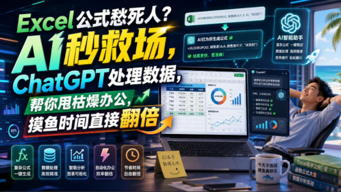 Excel公式愁死人？AI秒救场，ChatGPT处理数据，帮你甩枯燥办公，摸鱼时间直接翻倍【原创双语字幕】|一人科技OPC聚合软件