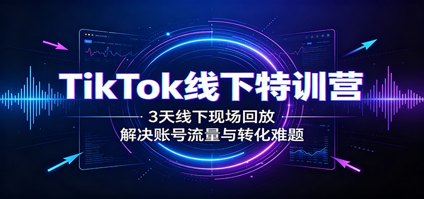 TikTok线下特训营：3天线下现场回放，解决账号流量与转化难题|一人科技OPC聚合软件