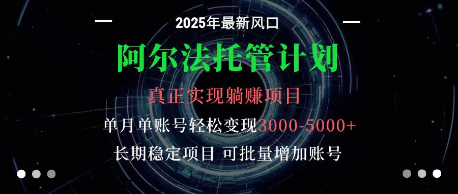 阿尔法托管计划 单账号月入3000-5000，长期稳定项目，新手小白轻松上手|HOOK协议网