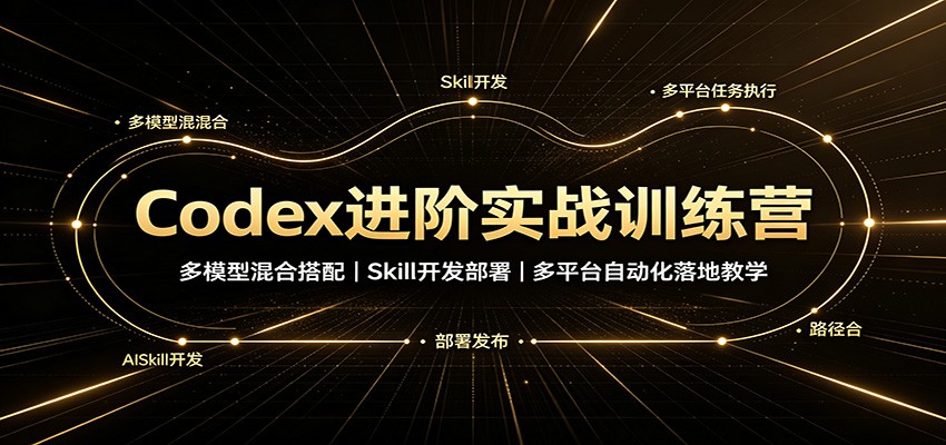 Codex进阶实战训练营：多模型混合搭配，Skill开发部署，多平台自动化落地教学|一人科技OPC聚合软件