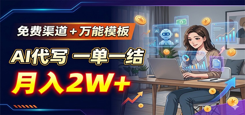 免费渠道+万能模板，AI代写一单一结，月入2W+|一人科技公司导航