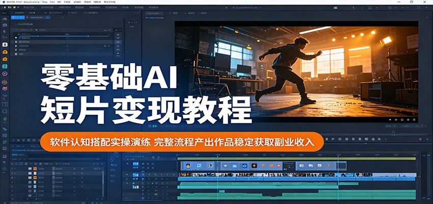 零基础AI短片变现教程：软件认知搭配实操演练，完整流程产出作品稳定获取副业收入|一人科技公司导航