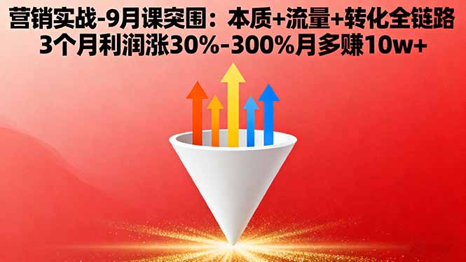 营销实战-9月突围课:本质+流量+转化全链路 3个月利润涨30%-300%月多赚10w+|HOOK协议网