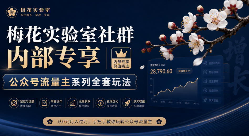 梅花实验室社群内部专享-公众号流量主系列全套玩法|一人科技OPC聚合软件