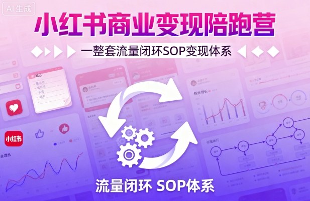 小红书商业变现陪跑营，轻IP矩阵 私域获客 聚光投流，一整套流量闭环SOP变现体系|HOOK协议网