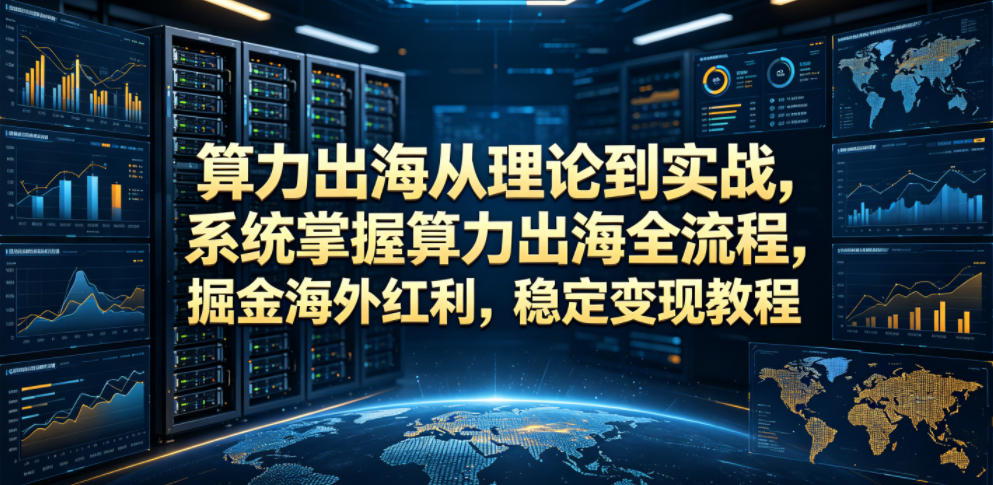 算力出海从理论到实战，系统掌握算力出海全流程，掘金海外红利，稳定变现教程|一人科技公司导航