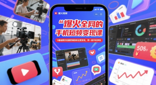 爆火全网的手机短视频变现课，0基础教你拍摄剪辑涨粉运营变现，用一部手机挣钱|HOOK协议网