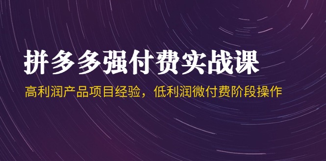 拼多多强付费实战课-44期，高利润产品项目经验，低利润微付费阶段操作|HOOK协议网