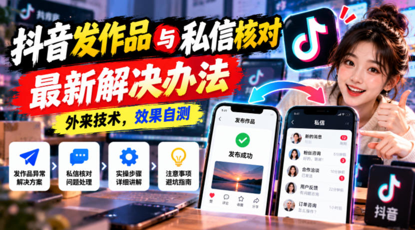 抖音发作品与私信核对最新解决办法，外来技术，效果自测|一人科技OPC聚合软件