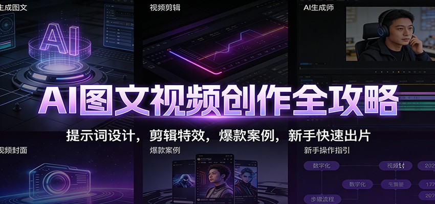 AI图文视频创作全攻略：提示词设计，剪辑特效，爆款案例，新手快速出片|HOOK协议网