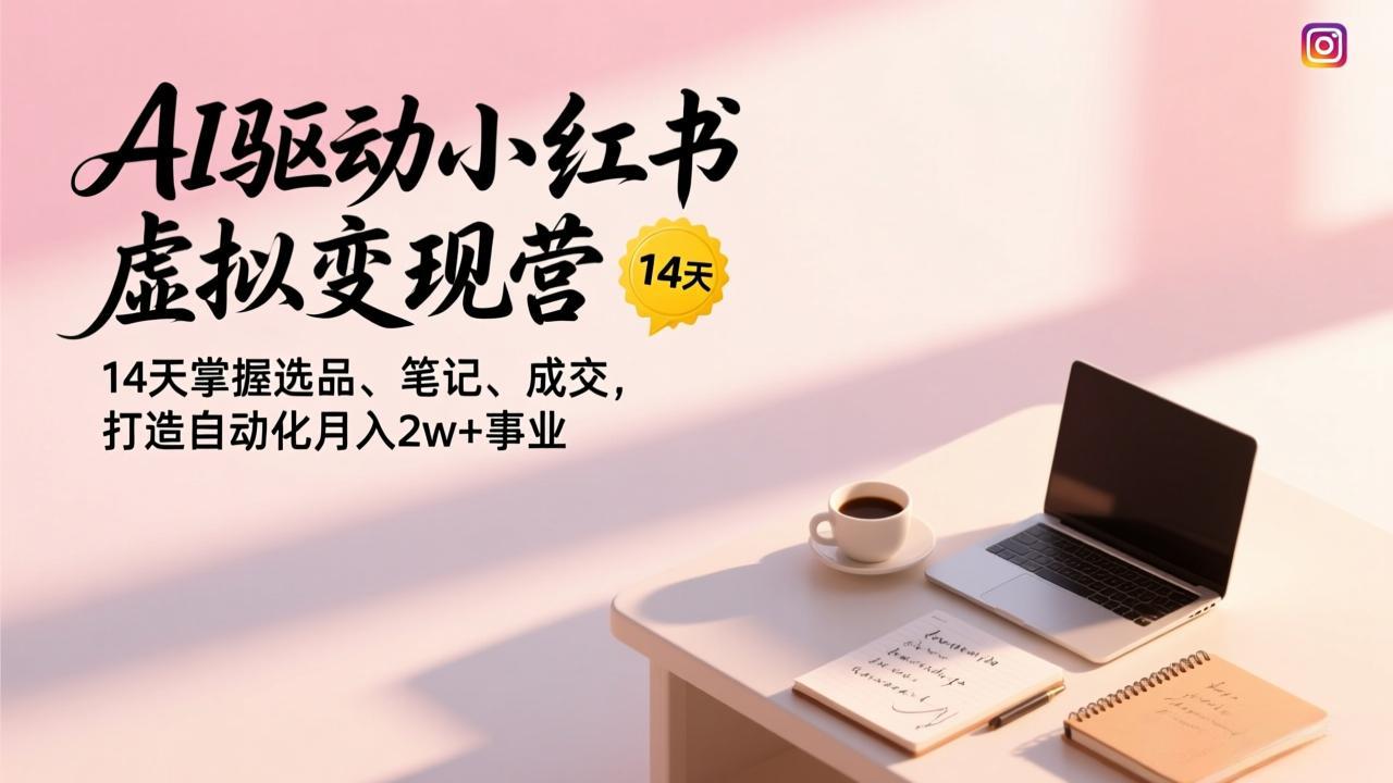 AI驱动小红书虚拟变现营，14天掌握选品、笔记、成交，打造自动化月入2w+事业|HOOK协议网
