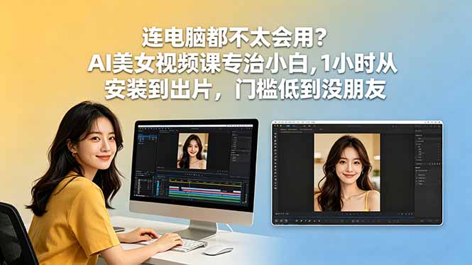连电脑都不太会用？AI美女视频课专治小白，1小时从安装到出片，门槛低到没朋友|一人科技公司导航
