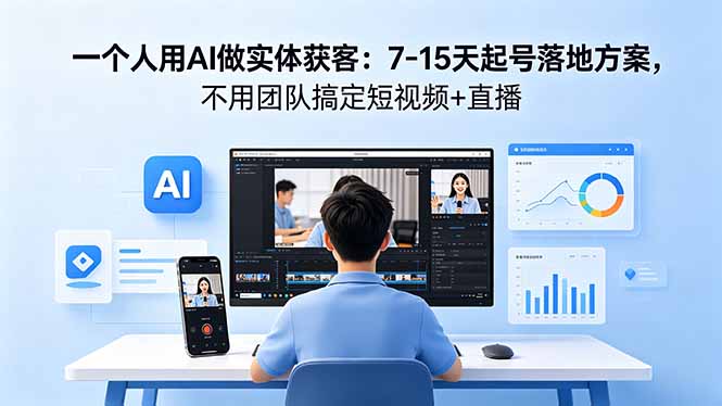 一个人用AI做实体获客：7-15天起号落地方案，不用团队搞定短视频+直播|一人科技公司导航