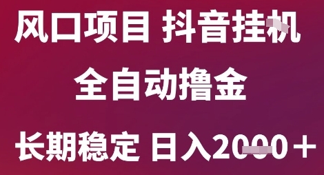 风口项目，六月最新玩法抖音无人挂G，全自动撸金，长期稳定 日入2k+【揭秘】|HOOK协议网