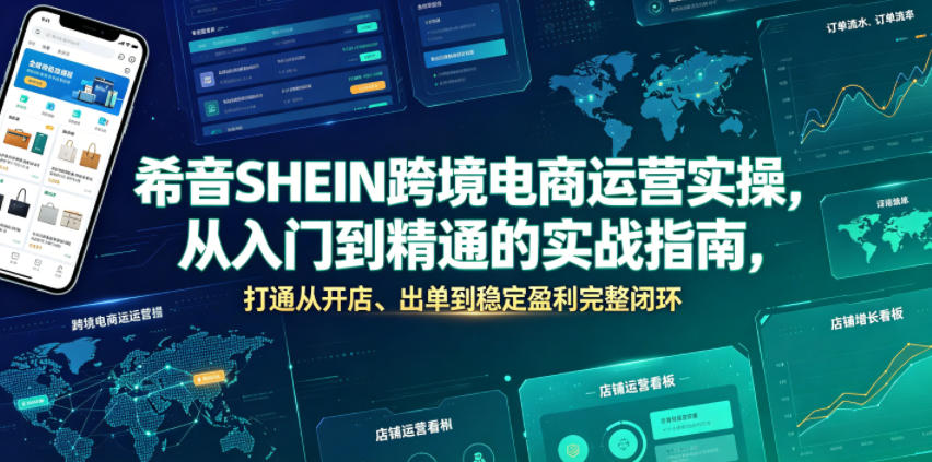 希音SHEIN跨境电商运营实操，从入门到精通的实战指南，打通从开店、出单到稳定盈利完整闭环|一人科技公司导航