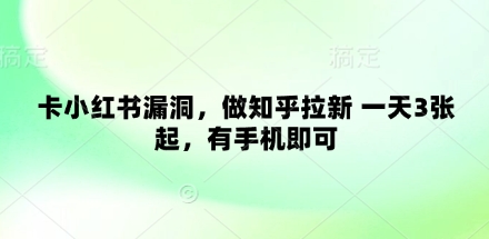 卡小红书漏洞，做知乎拉新 一天3张起，有手机即可|HOOK协议网