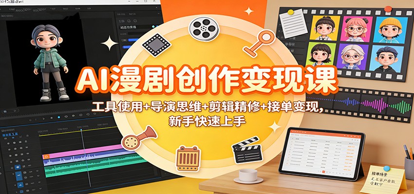 AI漫剧创作变现课：工具使用+导演思维+剪辑精修+接单变现，新手快速上手|HOOK协议网