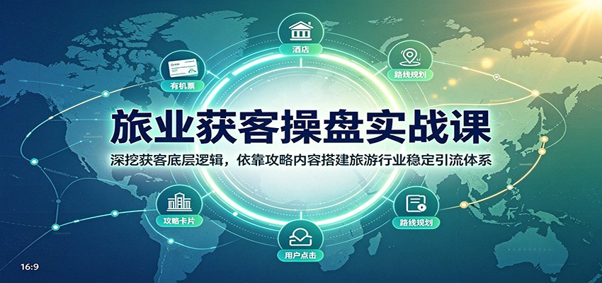 旅业获客操盘实战课：深挖获客底层逻辑，依靠攻略内容搭建旅游行业稳定引流体系|一人科技OPC聚合软件