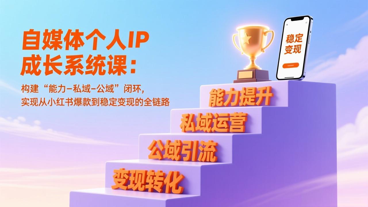 自媒体个人IP成长系统课：构建“能力-私域-公域”闭环，实现从小红书爆款到稳定变现的全链路|HOOK协议网