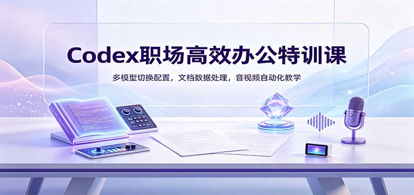 Codex职场高效办公特训课：多模型切换配置，文档数据处理，音视频自动化教学|一人科技OPC聚合软件