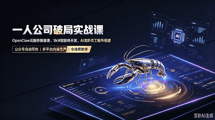 一人公司破局实战课｜OpenClaw云服务器部署、Skill智能体开发、AI龙虾员工矩阵搭建，公众号自动写作与多平台内容…|一人科技OPC聚合软件