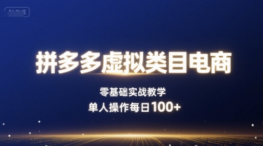 拼多多虚拟类目电商，零基础实战教学，单人操作每日100+|HOOK协议网