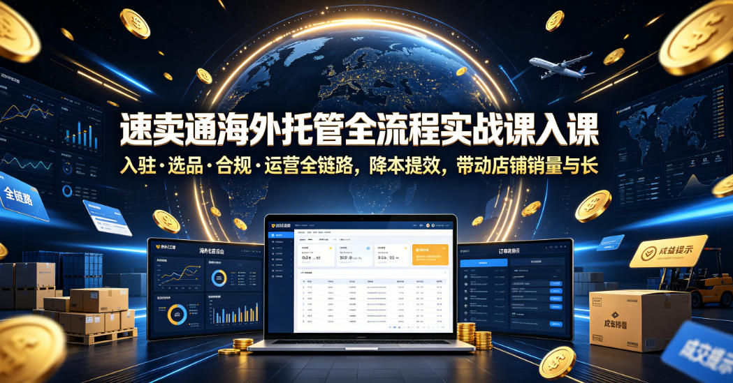 速卖通海外托管全流程实战课入驻・选品・合规・运营全链路，降本提效，带动店铺销量与收益增长|一人科技公司导航