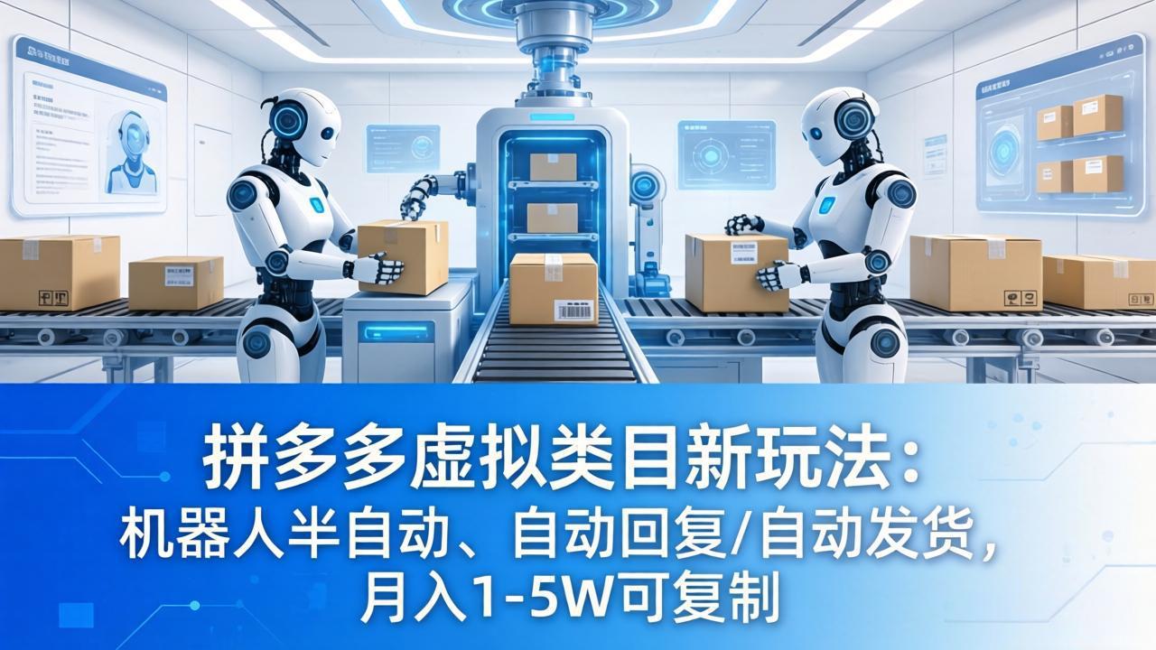拼多多虚拟类目新玩法：机器人半自动、自动回复 /自动发货，月入 1-5W 可复制|协议软件打粉软件