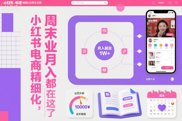 小红书电商精细化运营全流程，周末副业月入1W+，全套方法都在这了|HOOK协议网