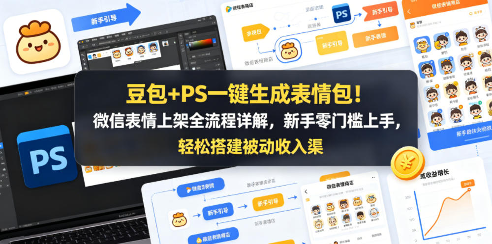 豆包+PS一键生成表情包！微信表情上架全流程详解，新手零门槛上手，轻松搭建被动收入渠道|一人科技公司导航