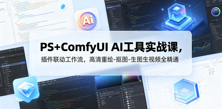 PS+ComfyUI AI工具实战课，插件联动工作流，高清重绘-抠图-生图生视频全精通|一人科技公司导航