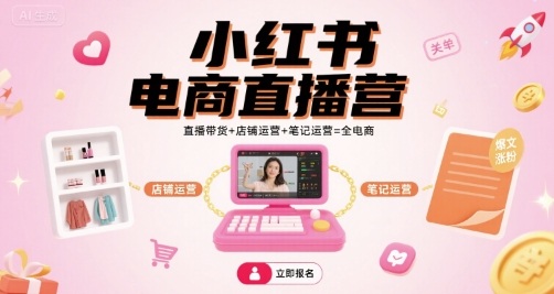 小红书电商直播营，直播带货+店铺运营+笔记运营=全电商|HOOK协议网