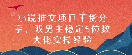小说推文项目干货分享，双男主稳定5位数大佬实操经验|HOOK协议网