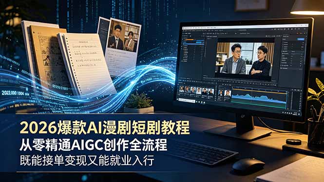 2026 爆款 AI 漫剧短剧教程 从零精通 AIGC 创作全流程 既能接单变现又能就业入行|一人科技公司导航