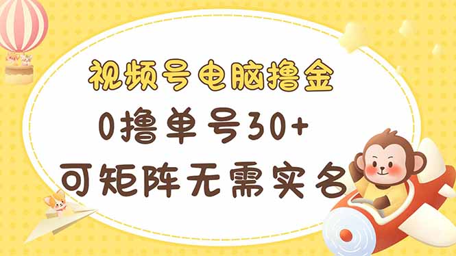 视频号电脑撸金 0撸单号30+ 可矩阵 无需实名多号多得|HOOK协议网